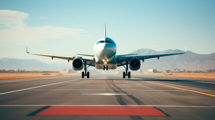 Runway approach before arrival landing at airport. Travel concept.