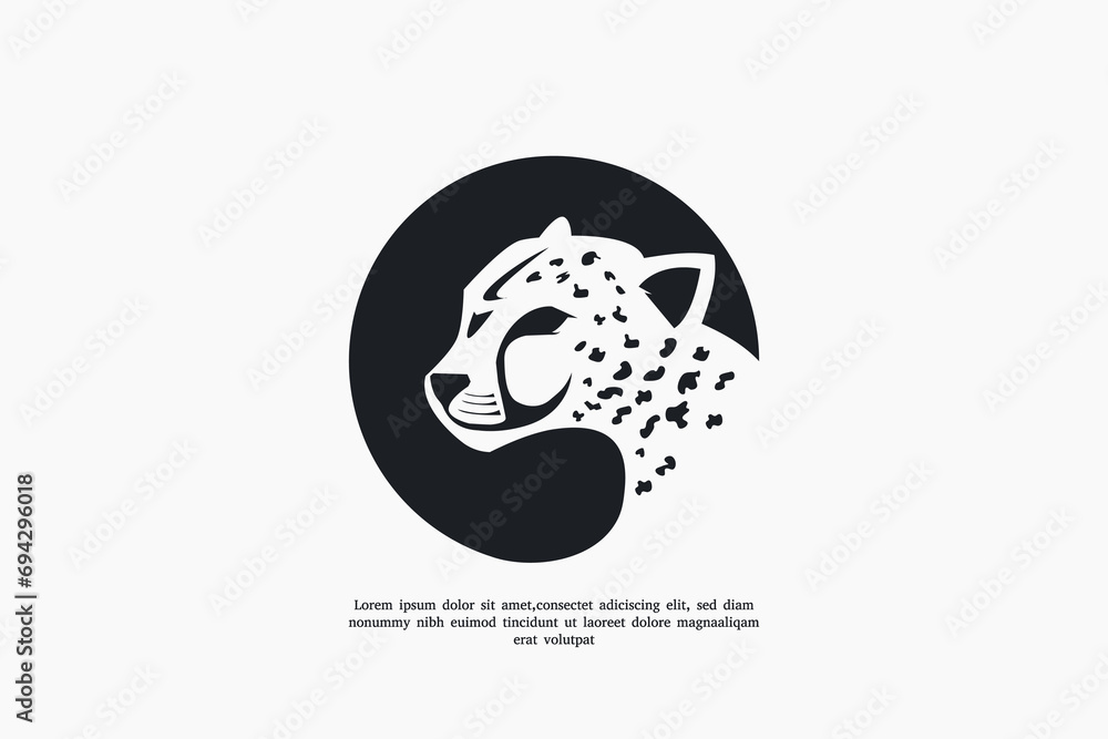 Wall mural circle cheetah head logo illustration