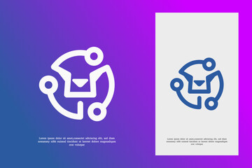 combination head lion and technology logo design