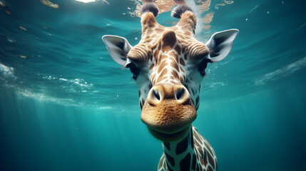Giraffe in the ocean