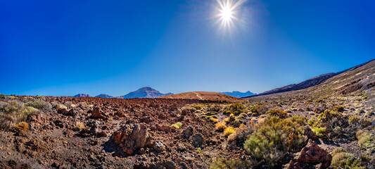 Mount Teide, Tenerife, Spain. View of the volcano from the south in the National Park (Spanish:...