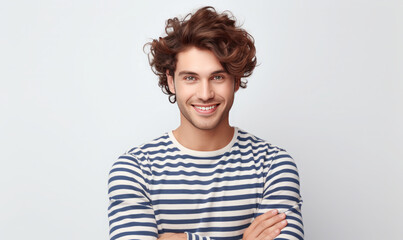 portrait of a man with strip tee shirt 