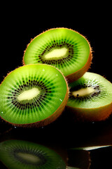 Kiwi pieces isolate. Selective focus.