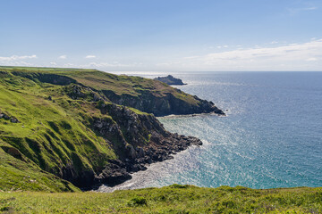 Coast and cliffs of the Celtic Sea near Zennor Cove, Cornwall, England, UK
