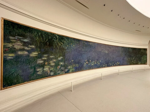 Water Liles by Monet at the Orangerie Museum, Paris, France.