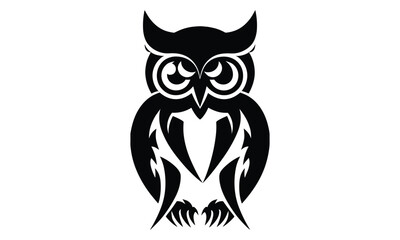 "Sleek Noir owl: Captivating Stylized Black Silhouette Vector Design"