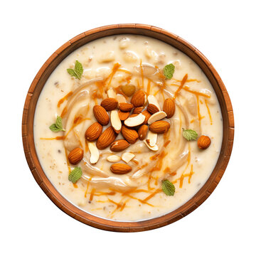 Khir or kheer Sheer Khurma Seviyan consumed isolated on transparent background Remove png, Clipping Path, pen tool