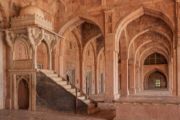Fototapeta na wymiar Interior of Jama masjid or mosque, Mandu, Madhya Pradesh, India, Asia.