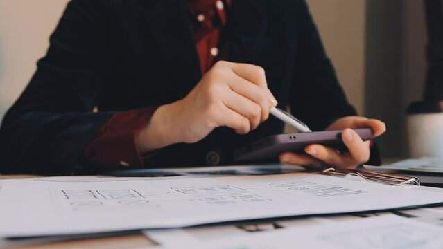 Programmer and Developer coding software application.
