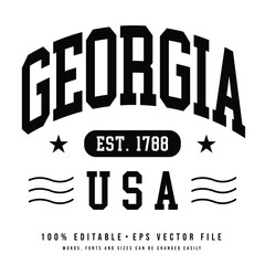 Georgia text effect vector. Editable college t-shirt design printable text effect vector	