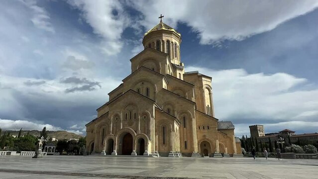 Time-lipase photography of Trinity Cathedral in Tbilisi City，Georgia.
