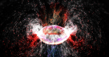 Abstract glowing light hi-tech energy black purple vortex spiral of lines and particles waves futuristic abstract background