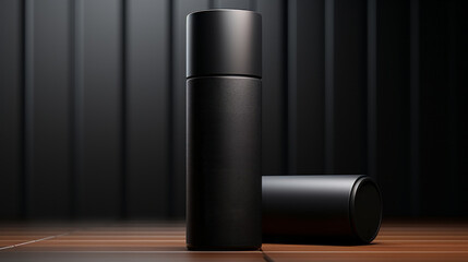 Fototapeta premium Men matte bottles cosmetic presentation packaging mockup cosmetic products. Cream jar, spray, oil, lotion or shampoo, gel shower, liquid soap, antiperspirant minimalis; Modern-style beauty products