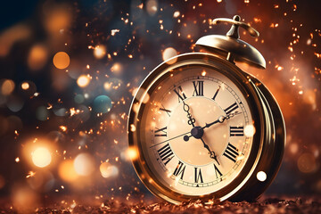 Fototapeta na wymiar new year background with clock. 
