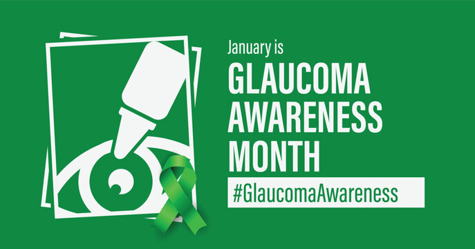 Glaucoma awareness month banner. Education on this eye health problem organised in January each year.