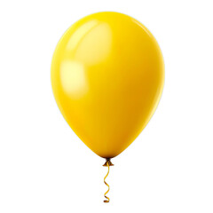 Yellow balloon isolated on transparent background.