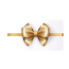 Fototapeta premium White luxury gift voucher with gold ribbon and bow isolated on transparent background.