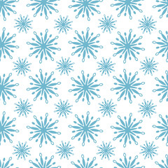 Seamless winter pattern. Decorative blue snowflakes