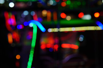 Abstract blurred colorful bokeh background of the city lights.