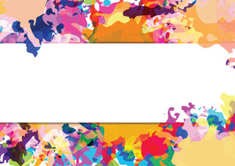 Vector color paint splatter with frame design background. Frame text Paint splashes.Vector illustration design.