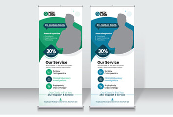 Vector Health care Medical Roll up Banner Template Design - obrazy, fototapety, plakaty