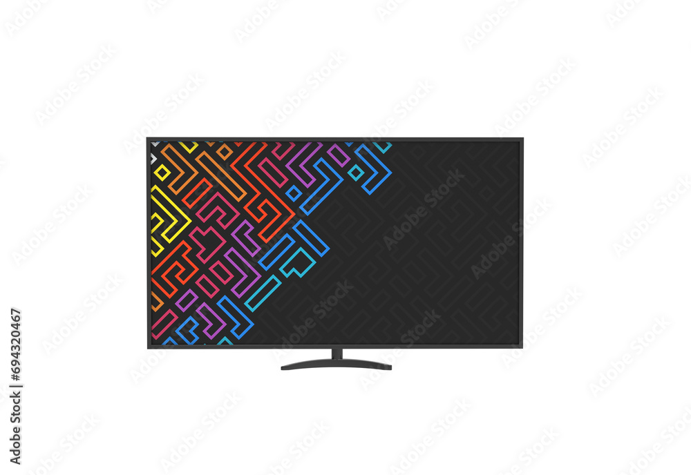 Wall mural oled tv front view with shadow 3d render