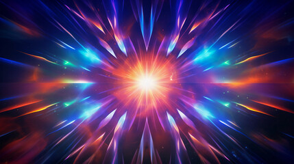 Kaleidoscope neon lights pattern,photorealistic, light beams, motion blur