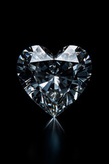 Fototapeta premium Diamond heart on a black background. Selective focus.