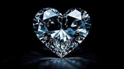 Diamond heart on a black background. Selective focus.