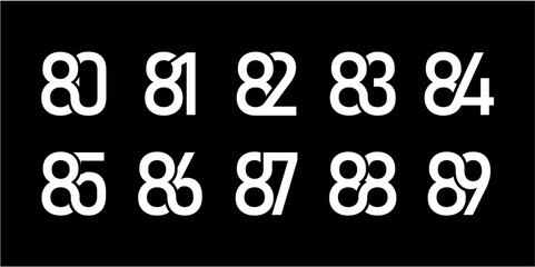 80, 81, 82, 83, 84, 85, 86, 87, 88, 89 Letter Initial Logo Design Template Vector Illustration