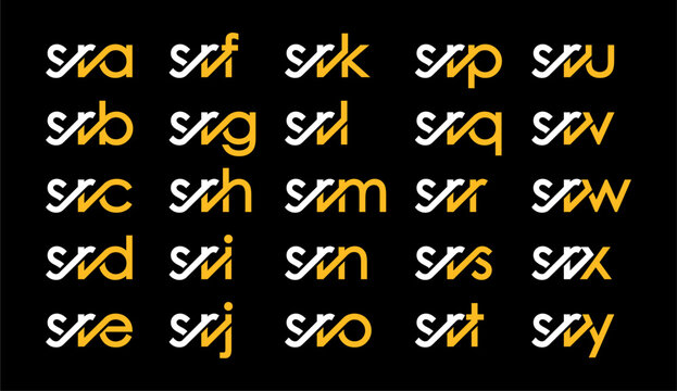SRA, SRB, SRC, SRD, SRE, SRF, SRG, SRH, SRI, SRJ, SRK, SRL, SRM, SRN, SRO, SRP, SRQ, SRR, SRS, SRT, SRU, SRV, SRW, SRX, SRY Letter Initial Logo Design Template Vector Illustration