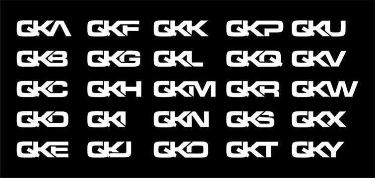 QKA, QKB, QKC, QKD, QKE, QKF, QKG, QKH, QKI, QKJ, QKK, QKL, QKM, QKN, QKO, QKP, QKQ, QKR, QKS, QKT, QKU, QKV, QKW, QKX, QKY Letter Initial Logo Design Template Vector Illustration
