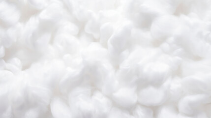 Close-up of white fluffy cotton background, abstract luxury wadding cloud texture. Generative AI - obrazy, fototapety, plakaty