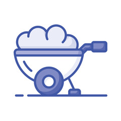 Trendy icon of wheel barrow, construction cart, dirt carrier vector design