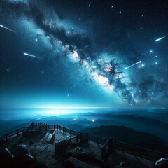 Tranquil image capturing the night sky in clear weather conditions. A serene and unobstructed view of celestial beauty, showcasing stars and the moon in a peaceful nighttime setting.