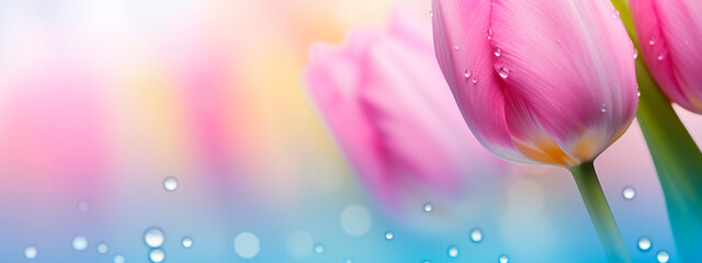 Beautiful tulips in pastel colors. Selective focus.