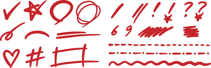 빨간펜 체크 메모, 손그림, 손글씨, simple hand-written red check memo