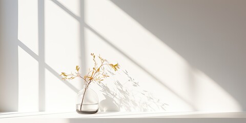 Blurred minimalistic studio corner with window shadows, ideal for product presentation.