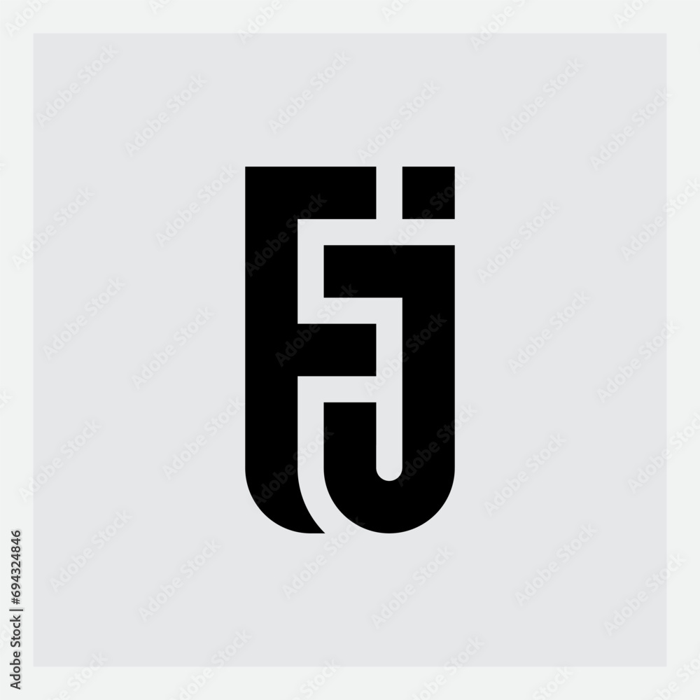 Poster vector logotype template with letters fj. logo with initials f and j.