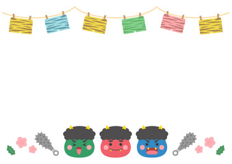 節分の鬼と鬼のパンツのフレーム