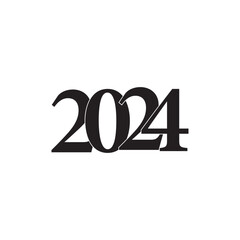  2024 logo design, with white flat numbers, greeting new year 2024 Vector

