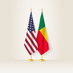United States and Benin national flag on a light background.