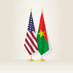 United States and Burkina Faso national flag on a light background.