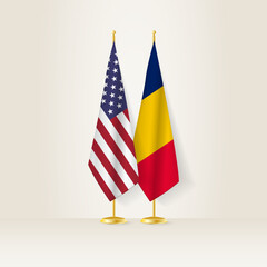United States and Chad national flag on a light background.