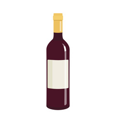 Vector red wine bottle icon, illustration of glass alcohol bottle isolated on white background, cartoon flat print with wine