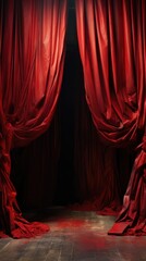 Red curtains. Vertical background 
