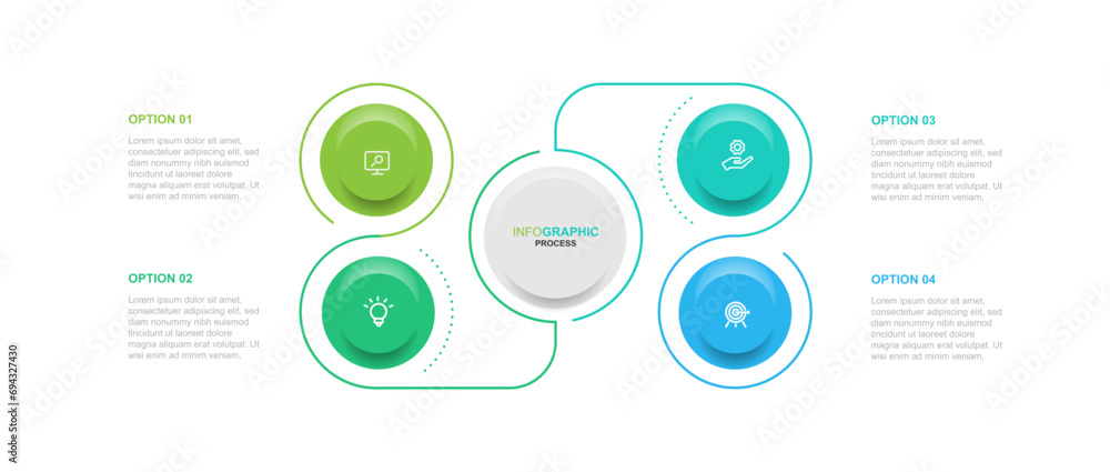 Poster Circle business template infographic vector element with 4 step process suitable for web presentation and business information 