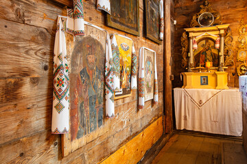 Interior of ancient wooden church