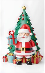 santa claus with gift box