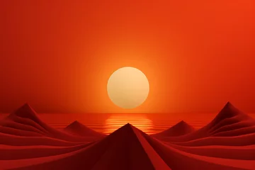 Photo sur Plexiglas Rouge 3d background minimalistic style, night, Vaporwave Retro-Futuristic Landscape